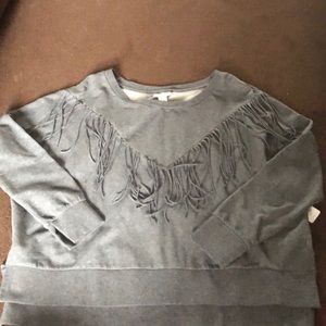 NWT Amuse Society fringe gray sweater/sweatshirt